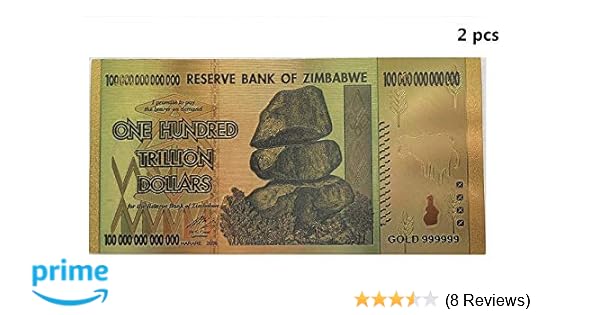 Amazon Com 2 Pcs Zimbabwe 100 Trillion Dollars 2019 World