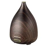 InnoGear 200ml Essential Oil Diffuser Wood Grain Vase-Shaped Ultrasonic Aromatherapy Oil Diffusers with Adjustable Mist Mode Waterless Auto Shut-off Humidifier and 7 Color Changing LED Lights for Home