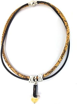 Designers Handmade Tan Leather Necklace With Natural Golden Healer Quartz Pendant
