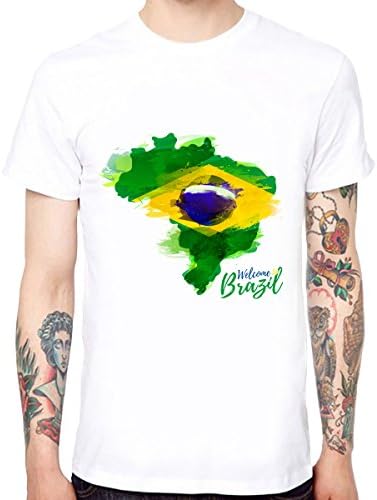 Yingyan Welcome to Brazil Men's Cotton Funny Cool T-Shirts Short Sleeve Tops Tee Size XXL