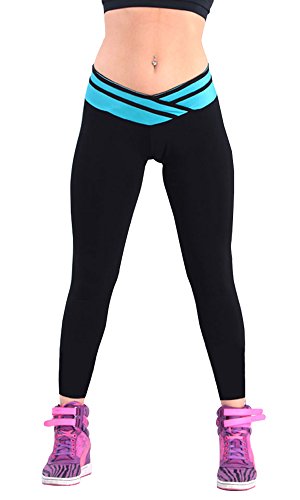 iLoveSIA(R) Women's Tights Capri Ankle Legging US Size L Black+Blue