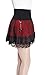 Mullsan Women Red Spinning Cover Stretch Waist Flared Lace Casual Mini Skirt