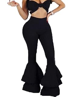 plus size bell bottom ruffle pants