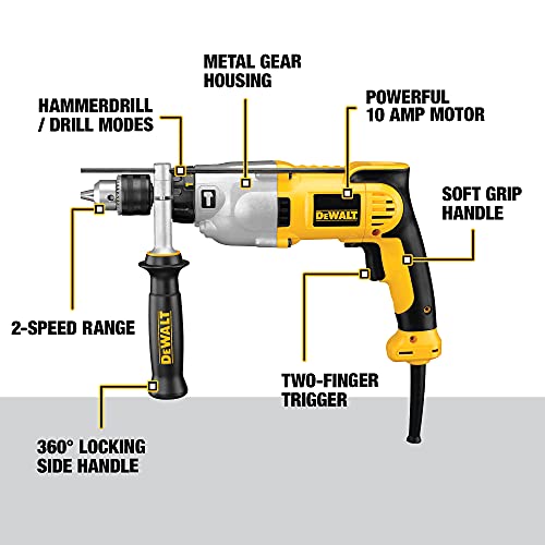 DEWALT Hammer Drill Kit, 1/2Inch, 10Amp, Pistol Grip (DWD520K
