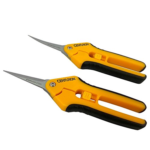 Hydroponic Garden Scissors 2 PIECE SET Curved & Straight - Pruning Snips- Micro Tip Garden Shears for Precise Trimming - Lightweight, Stainless Steel Hand Pruners, Bud Flower Trimmers, Bonsai Snippers