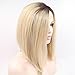 Fennell Ombre Blonde Dark Brown Roots Glueless Short Bob Lace Front Wigs Side Part 2 Tone Color Heat Resistant Synthetic Hair Replacement Wig For Women Half Hand Tied (Blend #458 and #22 Color)