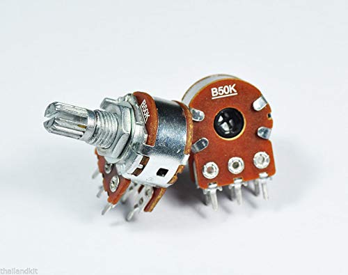 3 pcs Alpha B50K / 50KB Dual Stereo Potentiometer Linear Pot with Center Detent