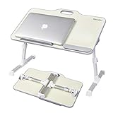 Kavalan [2018 New Version] Portable Laptop Table with Handle, Height & Angle Adjustable Sit and Stand Desk, Bed & Breakfast Table Tray, Foldable Laptop Stand Holder for Sofa, Couch & Floor - Beige