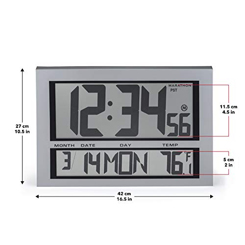 image for Marathon CL030025 Commercial Grade Jumbo Atomic Wall Clock with 6 Time