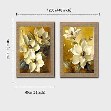 TY Decorative floral hand-painted oil painting on canvas with stretched frame-set of 2 , 24" x 36"