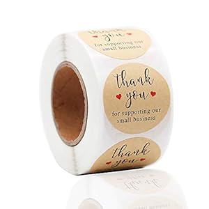 YOGET 1.5” Thank You for Supporting Our Small Business, Kraft Paper Thank You Stickers, 500 Labels Per Roll