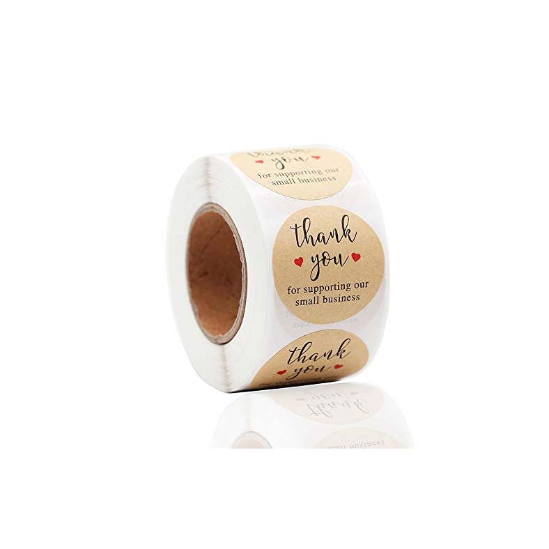 YOGET 1.5” Thank You for Supporting Our Small Business, Kraft Paper Thank You Stickers, 500 Labels Per Roll