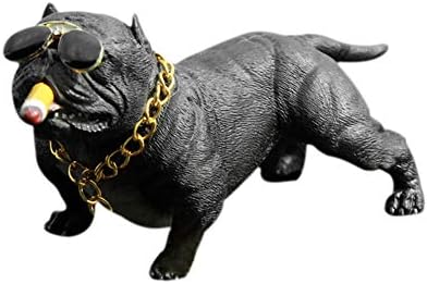 Bully Pitbull Simulated Car Dog Dolls Ornaments Pendant Automobiles Interior Decoration Ornaments Toys Gift Car Accessories (Black)