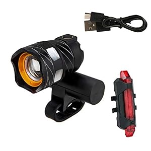 HDJDZ LED Bike Lights Set,USB Rechargeable Back(Red) Lights&Head(White) Lamp Cycling Flashlight Lights Sets,4 Light Mode…