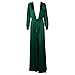 Miss ord Women's Sexy Deep V Long Sleeve High Split Maxi Dress with Belt Swimsuit Swim Beach Maxi Cover Up Dress Green