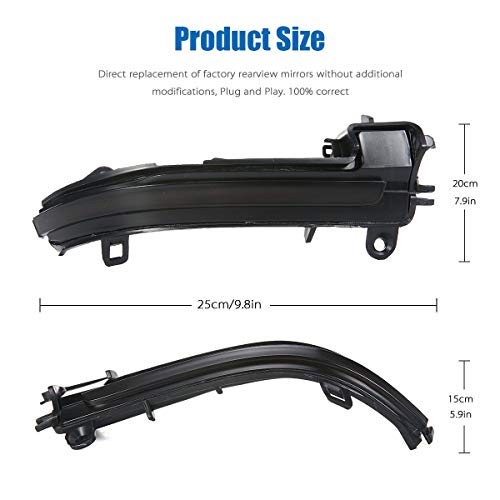 Moshbu Smoked Lens Dynamic Sequential Blink LED Side Mirror Turn Signal Light Strip Assembly for BMW 1 2 3 4 Series i3 (F20 F21 F22 F30 F32) - Thumbnail 2