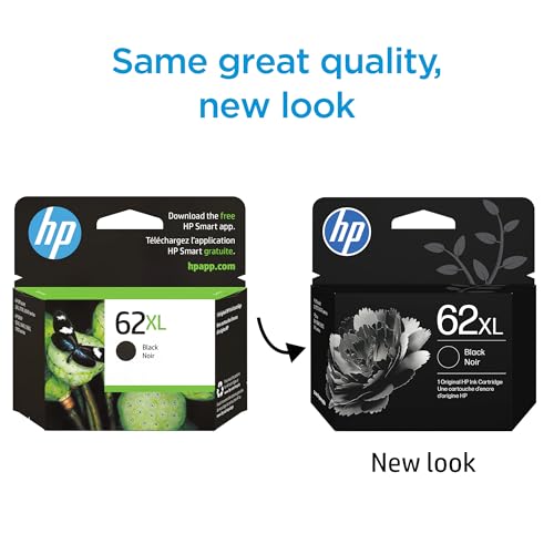 HP 62XL Black High-yield Ink Cartridges | Works with Printer Series: ENVY 5540, 5640, 5660, 7640, OfficeJet 5740, 8040, OfficeJet Mobile 200, 250 | Instant Ink Eligible | C2P05AN | Packaging May Vary
