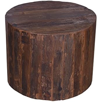 wooden coffee round living table room natural rustic finish furniture tree log center amazon item