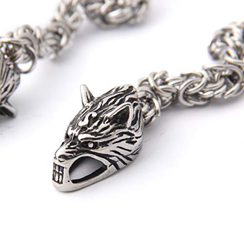 GUNGNEER Thor's Hammer Pendant Mixed Gold Color Viking Mjolnir Necklace for Men with Wolf Head, 316L Stainless Steel Bonus 2 Rune Beads (28) - Thumbnail 3