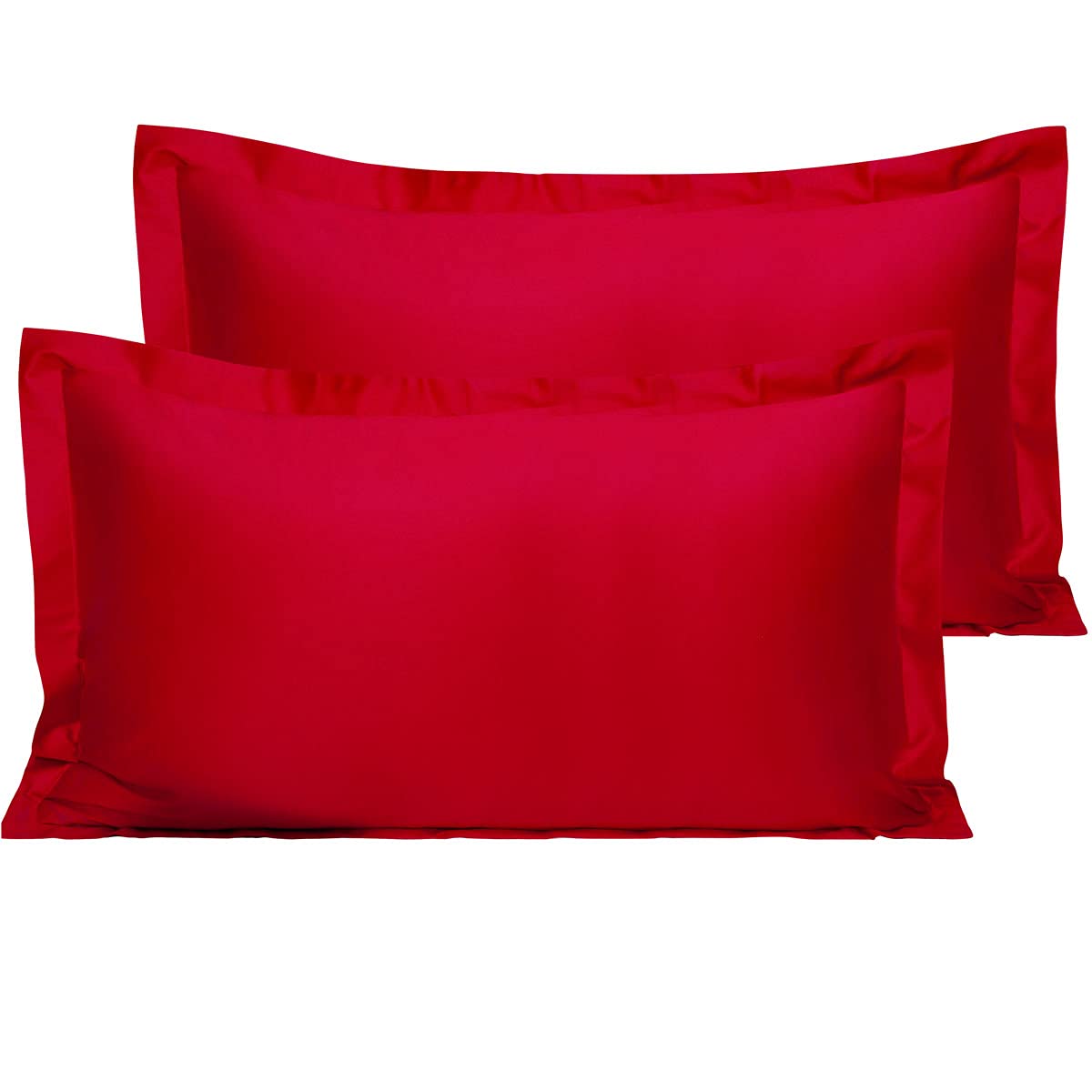 NTBAY 2 Pack 500 Thread Count 100% Egyptian Cotton Oxford Pillowcases, Super Soft and Breathable Euro King Pillow Cases | Hotel Quality Pillow Shams, 50x90 cm, Red