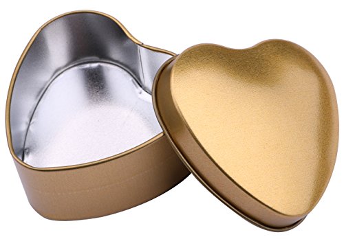 Dedoot 5PCs Heart Shape Mini Metal Tinplate Decorative Gift Box Containers for Jewelry Storage,Treasure Collection,Wedding Candy Treat Gift Wrap Boxes Home Table Decoration (Gold)