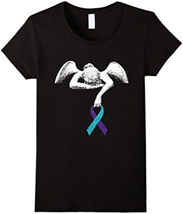 Womens Angel and Suicide Awareness Suicide Prevention Shirt Medium Black