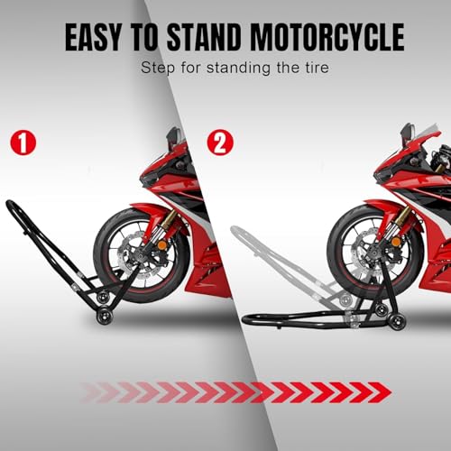 L&E HELEE Motorcycle Stands, 500KG Capacity Front Rear Wheels Lift Combo with U L Adjustable Swingarm Spool, Heavy Duty Paddock Stands for BMW Suzuki Yamaha Honda Kawasaki, Black