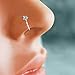 Kuyiuif Small Thin Flower Clear Crystal Nose Ring Stud Hoop-Sparkly Crystal Nose Ring