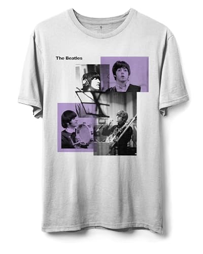Junk Food Unisex The Beatles in Studio Squares T-Shirt, White, X-Large