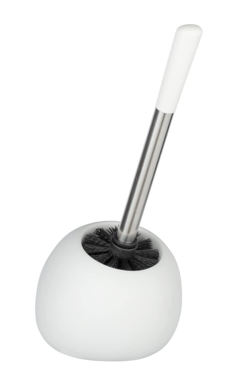 WENKO Polaris Toilet Brush White Matt Ceramic Toilet Brush Holder White