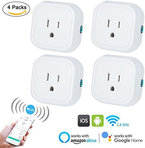 WiFi Smart Socket, WiFi Smart Plug Mini Smart Outlet Works with AmazonAlexa and Google Home, No Hub Required, Timing Function, Remote Control Your Devices from Anywhere Anytime by JIMITE (4-Pack)