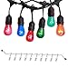 ONO-Tech Commercial Grade Outdoor, Indoor String Lights Strand 10 E26 Hanging Sockets, Include 12-Pack S14 Colorful Incandescent Bulb Deck Yard Cafe Pergola Party Tents Market Patio Gazebo