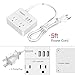 TESSAN Portable 2 Outlet Small Travel Power Strip with 3 USB Ports -Desktop Charging Station 5 Foot Extension Cord- Non Surge Protection Cruise Ship Approved -White