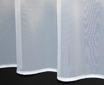 Sue. Plain lead weighted voile net curtain. 63 inch drop. Finished in White. Sold by the Metre by The Textile House