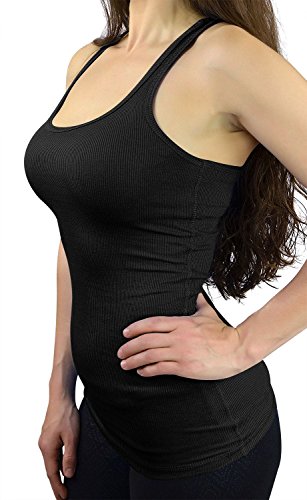 Belle Donne Women's Tank Top Racerback Rib Tank Top Plus Size -Black/XL