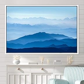 signwin Framed Canvas Wall Art Blue Sunset Abstract...