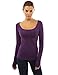 PattyBoutik Women's Scoop Neck Ruched Raglan Long Sleeve Top (Medium Purple M)