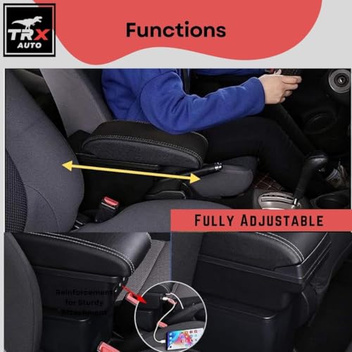 TRX AUTO Paded Armrest Storage Box With Double Layer Organizer For Suzuki Jimny 5 door 2024 2023 2022 2021 | For JB64 JB74 Suzuki Jimny Accessories | (With Center Switches)