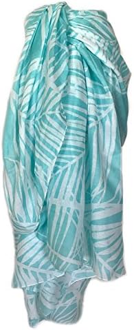 West Indies 100% Pure Cotton Sarong Pareo Swimsuit Bikini Cover-up Beach Cruise Resort Island Wear (Island View Aqua)