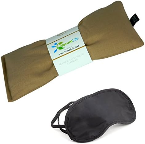 Eye Mask For Puffy Eyes, Dark Circles, Sleeping and Stress Relief - Hot Cold Therapy Eye Pillow Also Used For Headaches, Migraines &amp; Stress Relief. (1 Eye Pillow, Tan - Organic Cotton)