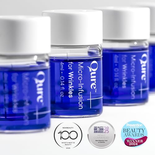 Qure Micro-Infusion System for Face - Blue Formula for All Skin Types, Easy 5min Skincare Facial Application - 3 Month Supply