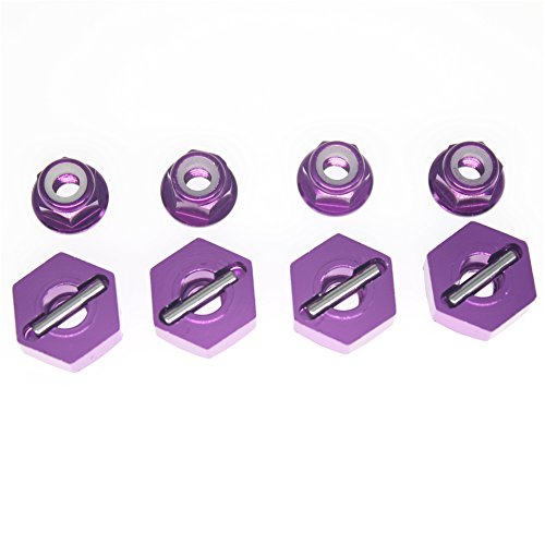 HobbyPark 12mm Aluminum Wheel Hex Drive Hub Adapters (4P) & M4 Locknuts (4P) For Redcat Racing ExceedRC HSP Himoto RC Hobby Car Accessories Purple