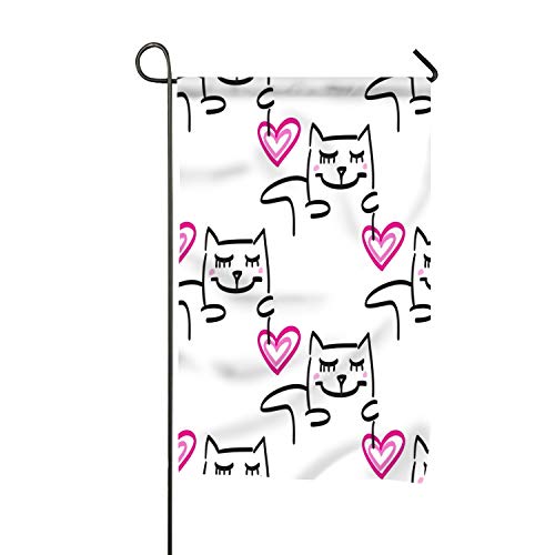 Christopher Macadam Cat Pattern Hand Drawn Garden Flag Vertical Double Sided Spring Summer Yard Outdoor Decorative 16 x 30 inch