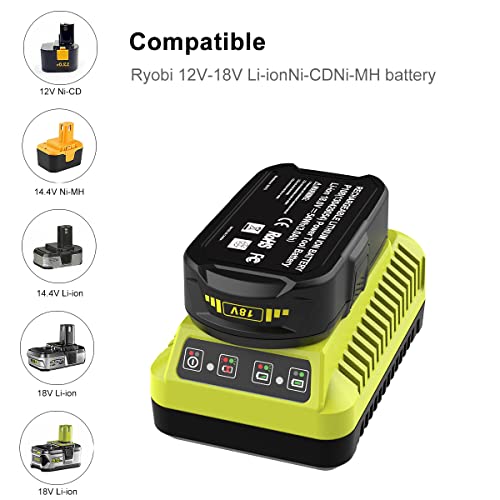 Powilling 2Pack 3500mAh Ryobi 18V Lithium Battery Pack Replacement for Ryobi 18-Volt ONE+ P104 P105 P102 P103 P107 P108 Cordless Tools Battery with P117 Replacement Charger