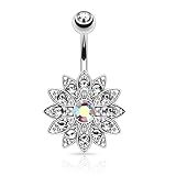 BodyJ4You Belly Button Ring Jeweled Flower