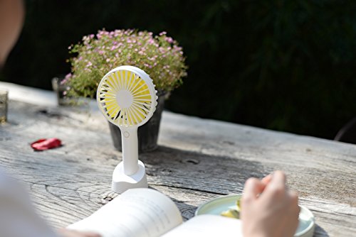 YIHunion Mini Handheld Fan Personal Portable USB Rechargeable Battery Powered Fan with Base, 2500mAh Battery，4 Modes for Home, Office, Bedroom and Outdoor travel(White) - Thumbnail 2