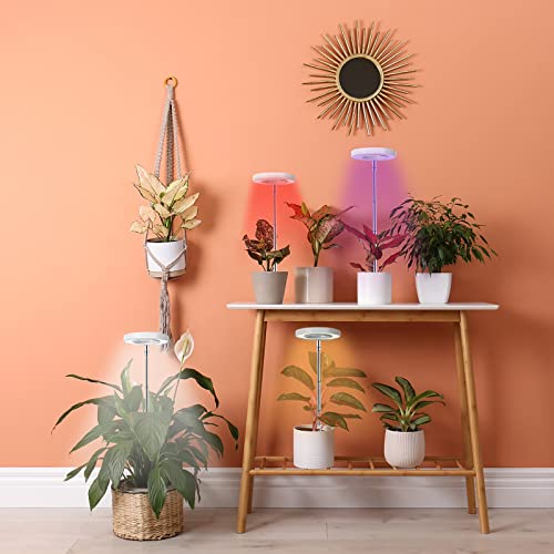 Grow Light, Turbomol Full Spectrum Grow Light, Grow Lights for Indoor Plants, 2 Different Light Modes Three Color Switching, Height Adjustable, Auto On/Off Timer 3/9/12H, 9 Dimmable Levels, Pack of 2