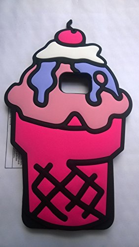 Cute 3D Candy Color Food & Refreshment Design Soft Silicone Back Case Cover for Samsung (Galaxy Note 5 Cherry Ice Cream rose)