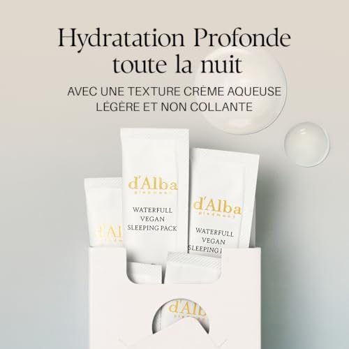 d'Alba Paquet de Couchage Végétalien à la Truffe Blanche Italienne, Masque Visage de Nuit Non Lavable, Portable, Type de Gel, Rétention d'Hydratation, Adapté aux Peaux Sensibles, Soin de Peau Coréen