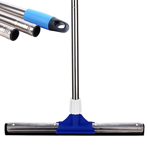 Heavy Duty Floor Squeegee, YCUTE 17.7" Dual EVA Foam Moss, 50.6" Long Handle Perfect for Washing and Drying Tile Glass Marble and Wood Surfaces